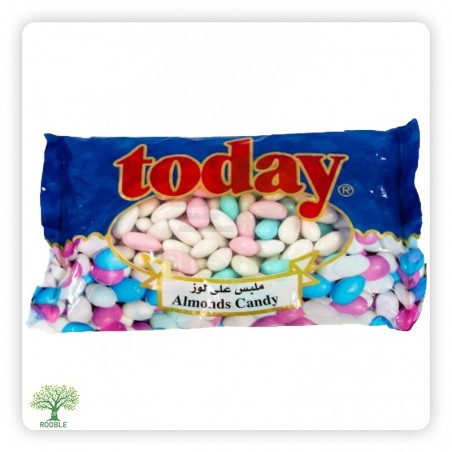 TODAY, almond dragee in pink, blue, and white colors, 20x400g bag
