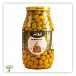 MOBAKHER, Toffahy Halabi green olives, glass jar, 4x2750g