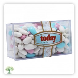 TODAY, almond dragee in pink, blue, and white colors, rectangular package, 18x450g