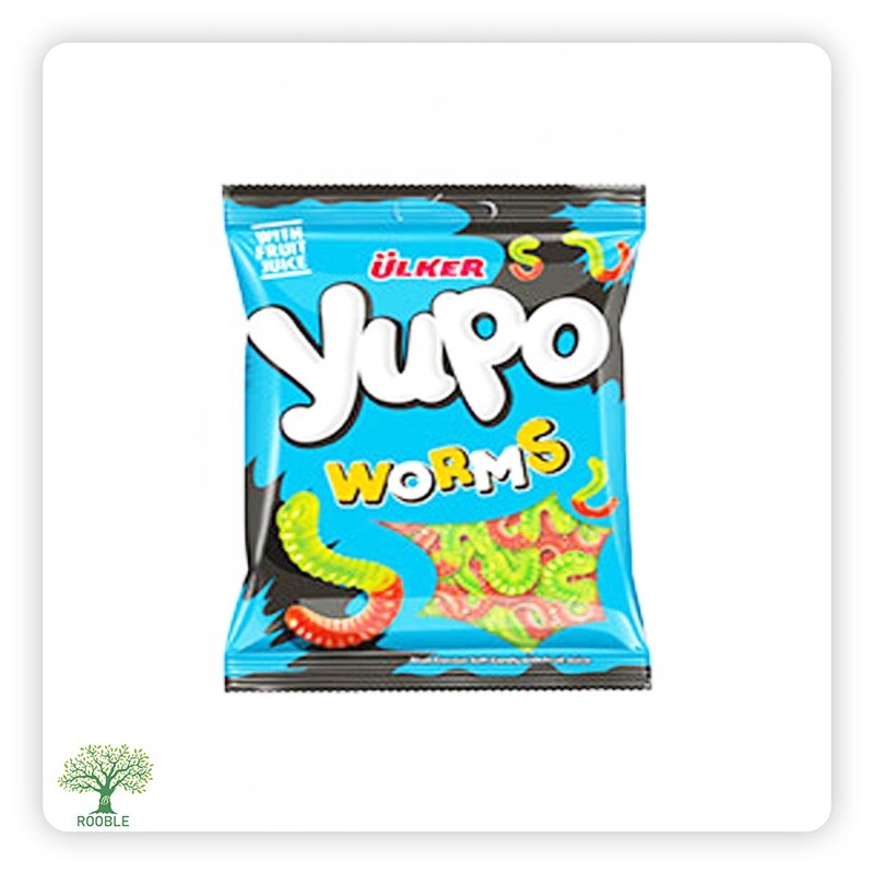 YUPO, fruit gum worms bag, 24×80g