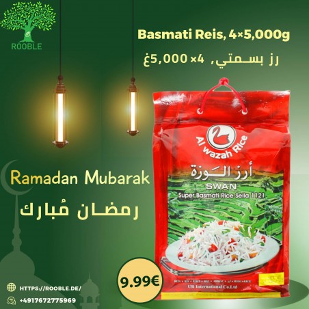 ALWAZAH, Basmati Reis, 4×5,000g