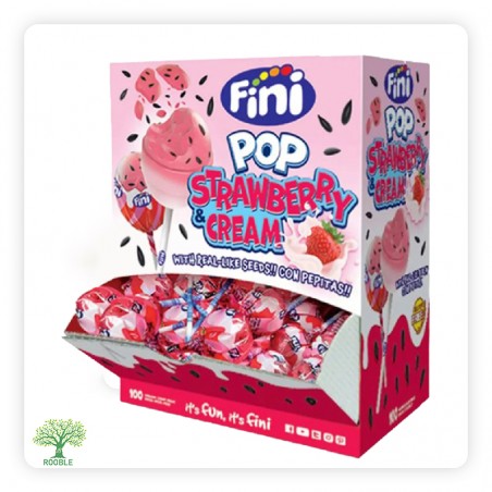 فيني, Pop Strawberry Cream مصاصات الفراولة, 6×100قطعة
