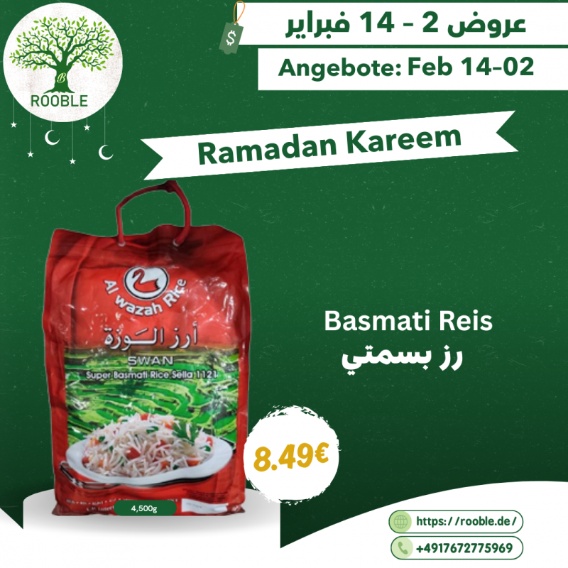 ALWAZAH, Basmati Reis, 4×4,500g