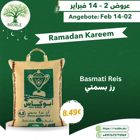 ABU KASS, Basmati Rice, 4×4,500g