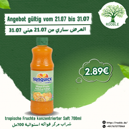 SUN QUICK, Tropical Fruits Syrup, 6×700ml