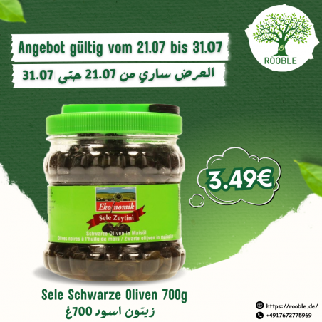 EKONOMIK, Black olives, green cap 6×700g