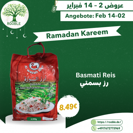 ALWAZAH, Basmati Reis, 4×4,500g