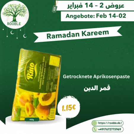 RINO, Dried Apricot Paste (Qamar al-Din), 20×400 g